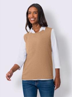 Débardeur en tricot tricot fin et doux, couleur marron, taille 46, marque Best Connection - helline