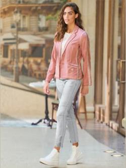 Blazer léger délavage « oil dyed » tendance, couleur quartz rose - HELLINE