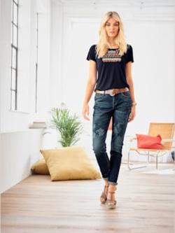 T-shirt agréable à porter, couleur marine - HELLINE