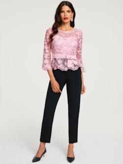 Combinaison, coleur rose doux-noir - HELLINE