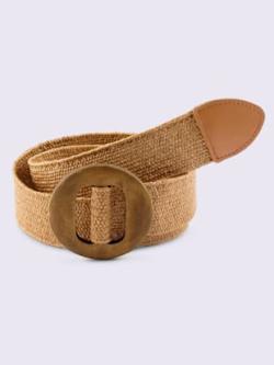 Ceinture aspect raphia moderne, couleur marron, taille 115 - helline