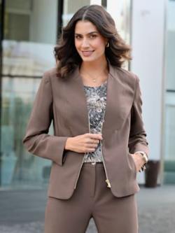 Veste blazer qualité peu froissable et facile à entretenir, couleur marron, taille 38 - helline