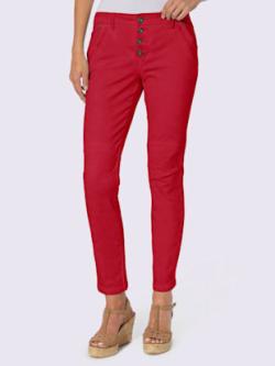Jean 5 poches délavage spécial pour un coloris tendance, couleur rouge, taille 48, marque Linea Tesini - helline