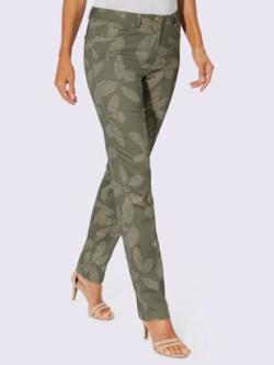 Pantalon imprimé satin coton, couleur vert, taille 38 - helline