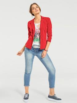 Blazer en jersey coupe sobre pour un look décontracté tendance, couleur rouge, taille 50, marque Linea Tesini - helline