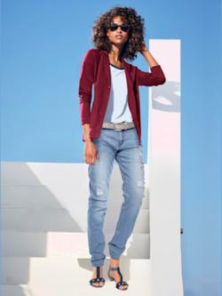 Blazer en jersey coupe sobre pour un look décontracté tendance, couleur rouge, taille 46, marque Linea Tesini - helline