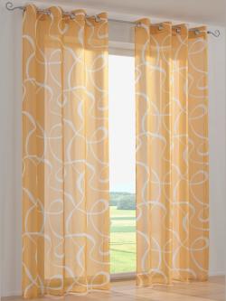 Store décoratif motif imprimé, couleur jaune, taille 245x140 cm, marque helline home - helline