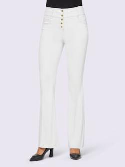 Jean bootcut élasthanne, couleur blanc, taille 44, marque Ashley Brooke - helline