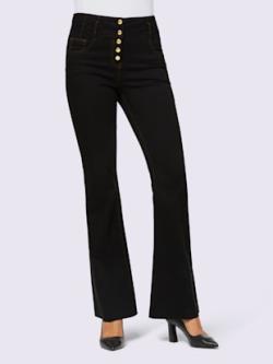 Jean bootcut élasthanne, couleur noir, taille 46, marque Ashley Brooke - helline
