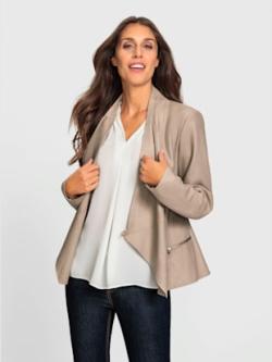 Veste en cuir modèle décontracté et élégant, couleur beige - HELLINE