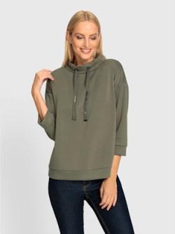 Sweatshirt mancherons tendance, couleur vert, taille 50, marque Rick Cardona - helline