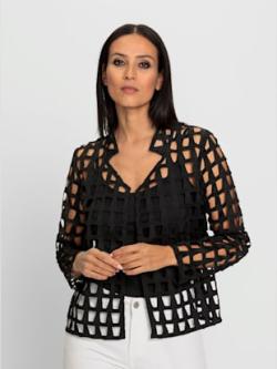 Blazer chemisier superbe et tendance, couleur noir, taille 36, marque Rick Cardona - helline