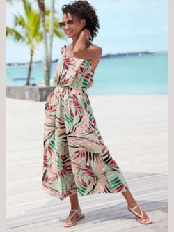 Combinaison 7/8 encolure ronde dégagée, couleur marron, taille 38, marque Vivance - helline