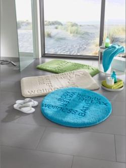 Tapis de bain polyester doux, couleur bleu, taille 50x90 cm, marque helline home - helline