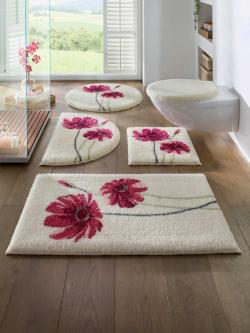 Tapis de bain, couleur ivoire clair à motifs, taille 80x150 cm, helline home - helline