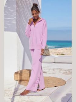 Pantalon en tricot doux et extensible, couleur rose, taille 34/36, marque Elbsand - helline