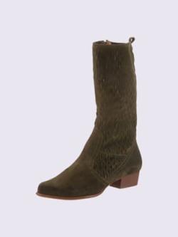 Bottes cuir nappa vachette doux, coleur kaki - HELLINE