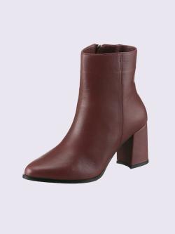 Bottines cuir nappa de vache, rouge foncé uni, taille 38 - helline