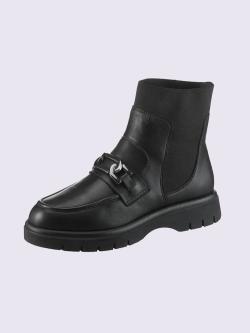 Bottines cuir nappa de vache, noir uni, taille 40 - helline