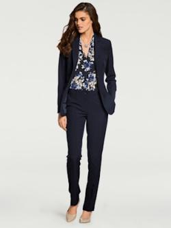 Tailleur pantalon coupe droite, couleur bleu, taille 48, marque Ashley Brooke - helline