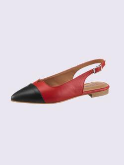 Ballerines ouvertes à l'arrière de fabrication portugaise, couleur rouge, taille 39 - helline
