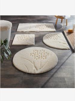 Tapis de bain, couleur : couleur ivoire clair uni, taille 70x120 cm, marque helline home, 100% polyester - helline