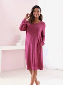 T-shirt long tricot fin très doux, coleur bordeaux chiné - HELLINE