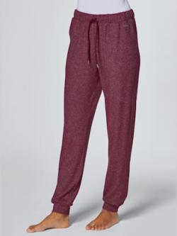 Pantalon femme effet tricot coupe décontractée, coleur bordeaux chiné - HELLINE