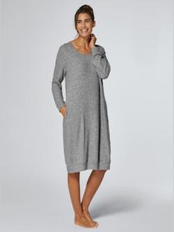 T-shirt long tricot fin très doux, coleur gris clair chiné - HELLINE
