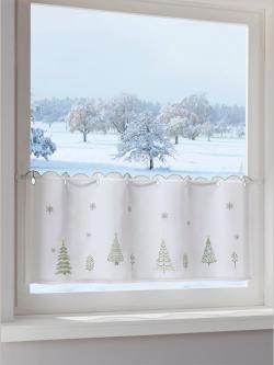 Voilage court pour une ambiance de noël, couleur blanc, taille 45x120 cm, marque helline home - helline