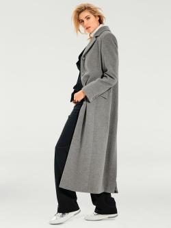 Manteau coupe longue classique, couleur gris, taille 44, marque Linea Tesini - helline