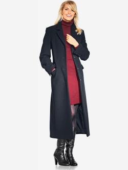 Manteau coupe longue classique, couleur bleu, taille 46, marque Linea Tesini - helline