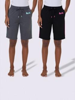 Bermuda sport confortable poches imprimés, coleur noir + gris chiné - HELLINE