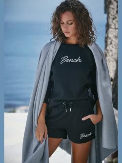 Short décontracté short, ceinture élastique à coulisse, couleur noir, taille 42/44, marque Bench. Loungewear - helline