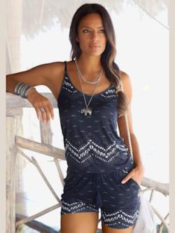 Combinaison courte bretelles fines, coleur anthracite-blanc - HELLINE