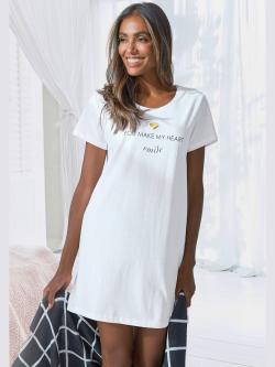 Chemise de nuit t-shirt de nuit avec imprimé devant, couleur blanc, taille 42/44, marque Vivance Dreams - helline