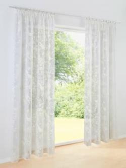 Rideaux, Cordon universel, couleur ivoire clair à motifs, taille 175x140 cm, helline home - helline