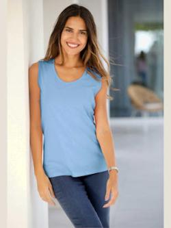 Débardeur bretelles larges avec encolure ronde, couleur bleu, taille 50 - helline