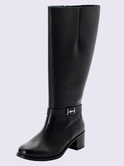 Bottes pour jambe large largeur f*, XL, couleur : noir uni, taille 41, marque Sheego, 100% cuir vachette nappa - helline