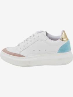 Baskets cuir nappa de veau, coleur blanc-multicolore - HELLINE