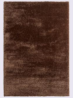 Tapis à poils longs polyester facile à entretenir, couleur : marron moyen uni, taille 60x90 cm, marque helline home, 100% polyester - helline