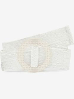 Ceinture tendance imitation raphia avec boucle semi-transparente, couleur blanc, taille 90, marque LASCANA - helline