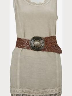 Ceinture cuir vachette de qualité, coleur ambre - HELLINE