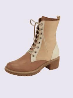 Bottines à lacets cuir nappa de vache, coleur chamois-beige - HELLINE