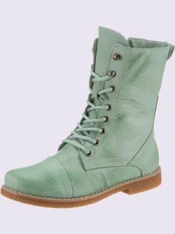 Bottines à lacets cuir nappa de vache, bleu turquoise clair uni, taille 40 - helline