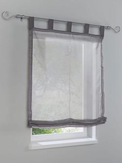 Store-bateau matière polyester légèrement transparente et structurée, couleur gris, taille 140x60 cm, marque helline home - helline