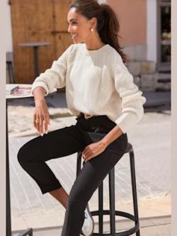 Pantalon 7/8 poches fendues pratiques, couleur noir, taille 40, marque LASCANA - helline