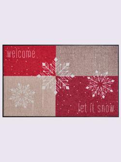 Paillasson pour intérieur et zone extérieure couverte, couleur : rouge moyen à motifs, taille 30x75 cm, marque helline home, 100% polyamide - helline