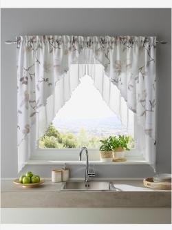 Voilage lavable en machine, couleur : couleur ivoire clair uni, taille 100x90 cm, marque helline home, 100% polyester - helline