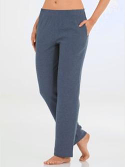 Pantalon en flanelle taille élastique, coleur bleu chiné - HELLINE